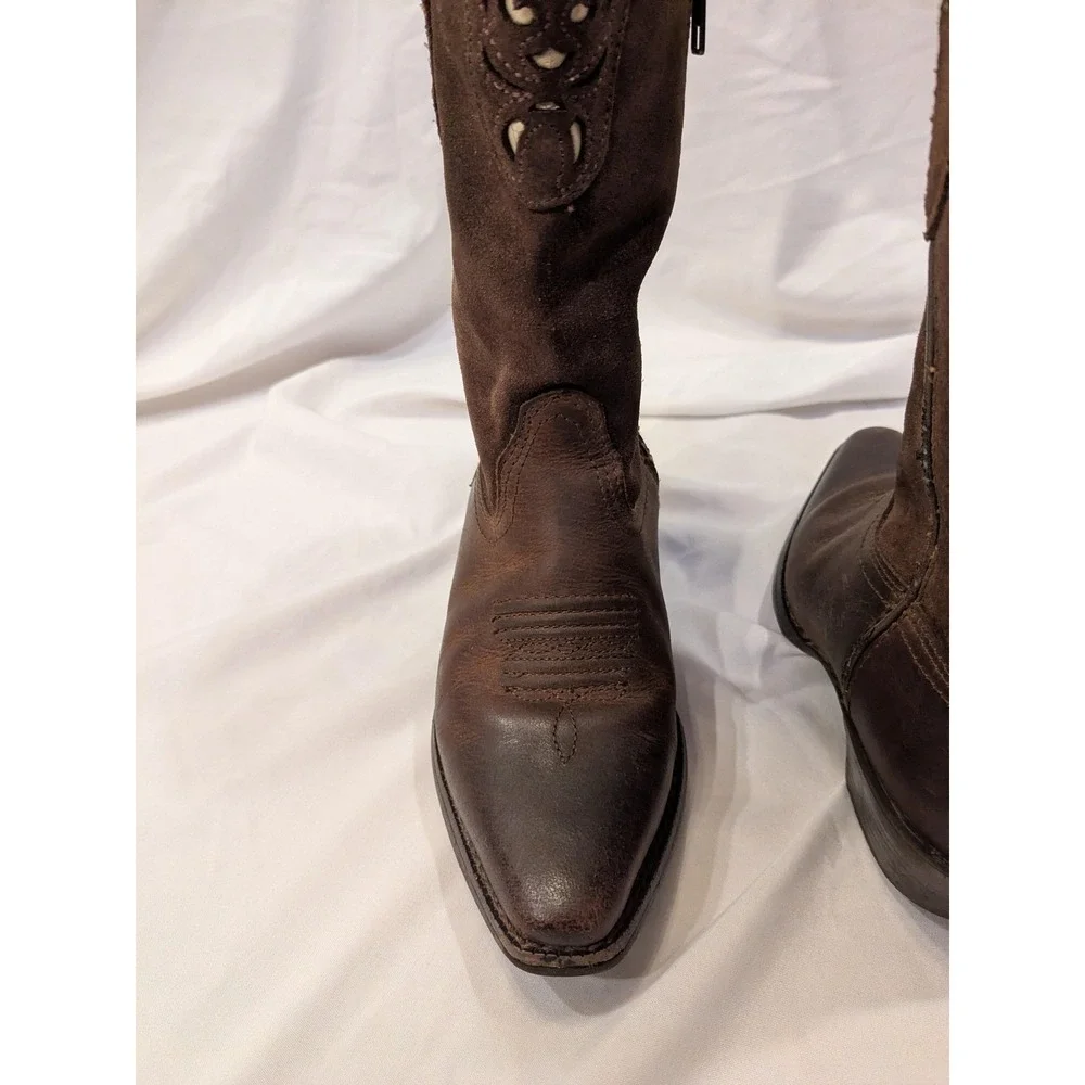 Ariat Boots Kids Size 11 Brown Leather Western Zip Cowboy Style 10010913